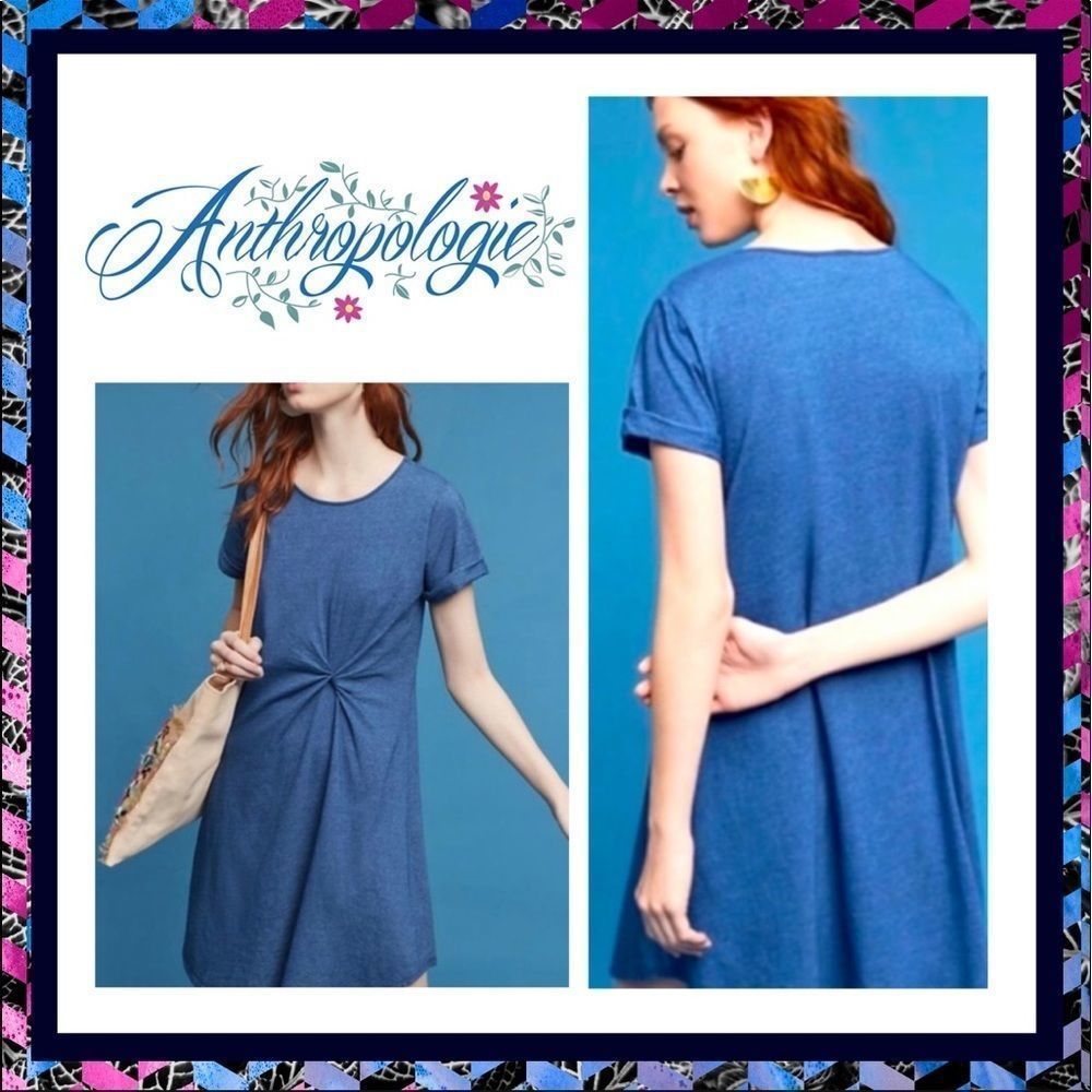 Anthropologie Holding Horses Blue Paula Knot Front Dress Size XS
